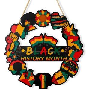 Black History Month Door Decorations - Wooden History Month Door Wreath African